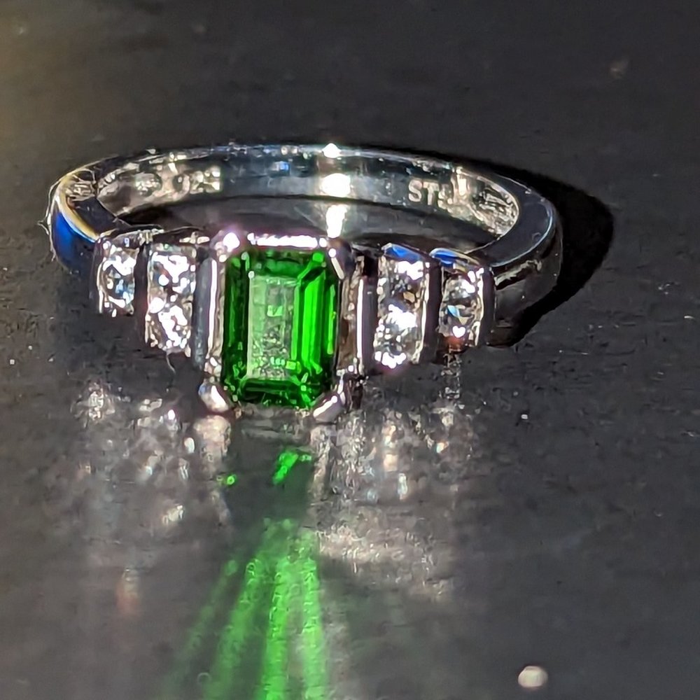 Art Deco Chrome Russian Diopside Ring